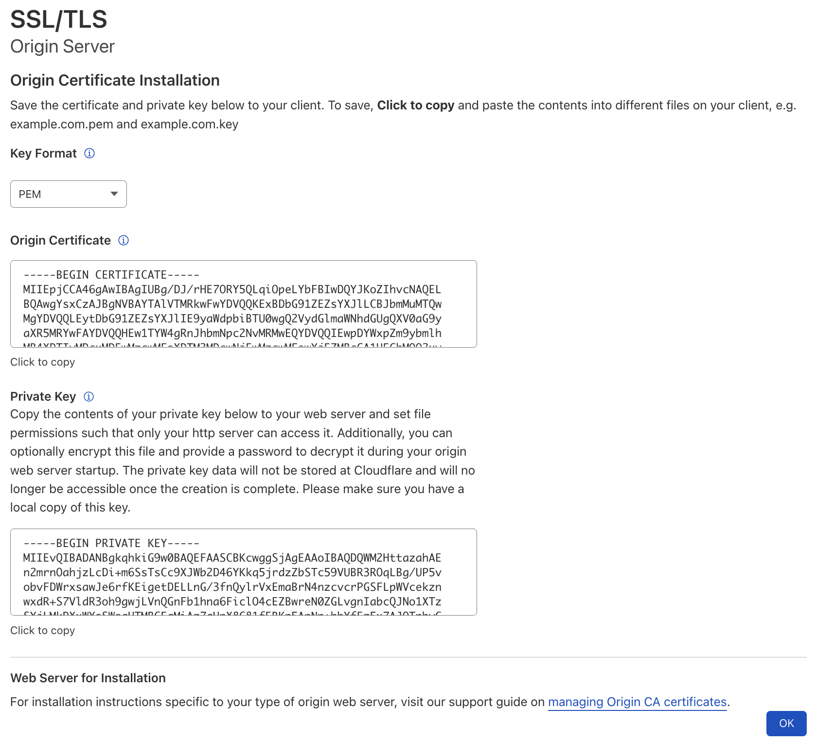 Cloudflare create origin certificarte